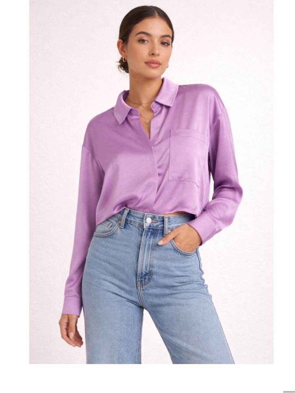 House of Harlow 1960 Lilac Cropped Blouse Top Size M